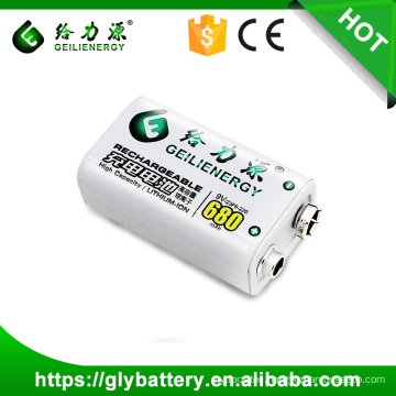 li-polymer 680mah rechargeable 9v li-ion battery
